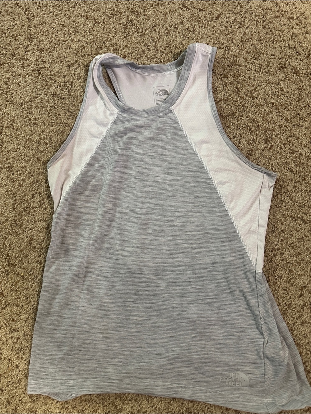 The North Face Light Grey and White Performance Tank